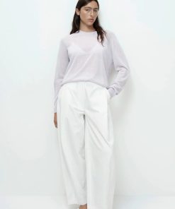 Cotton Barrel Leg Pants, White