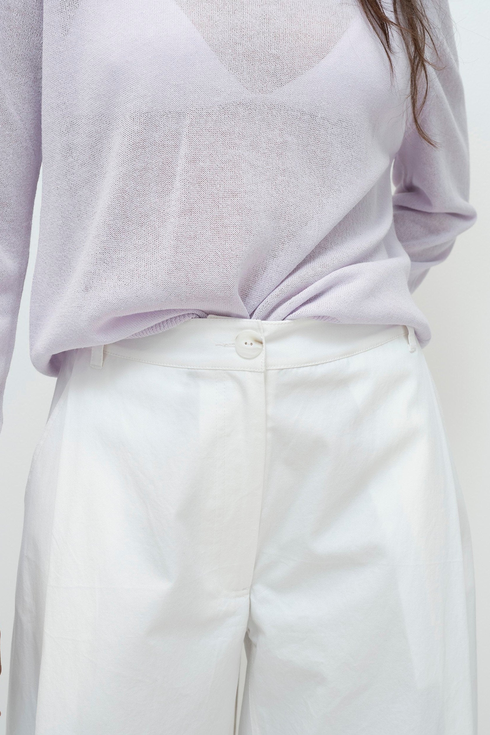 Cotton Barrel Leg Pants, White - Image 4