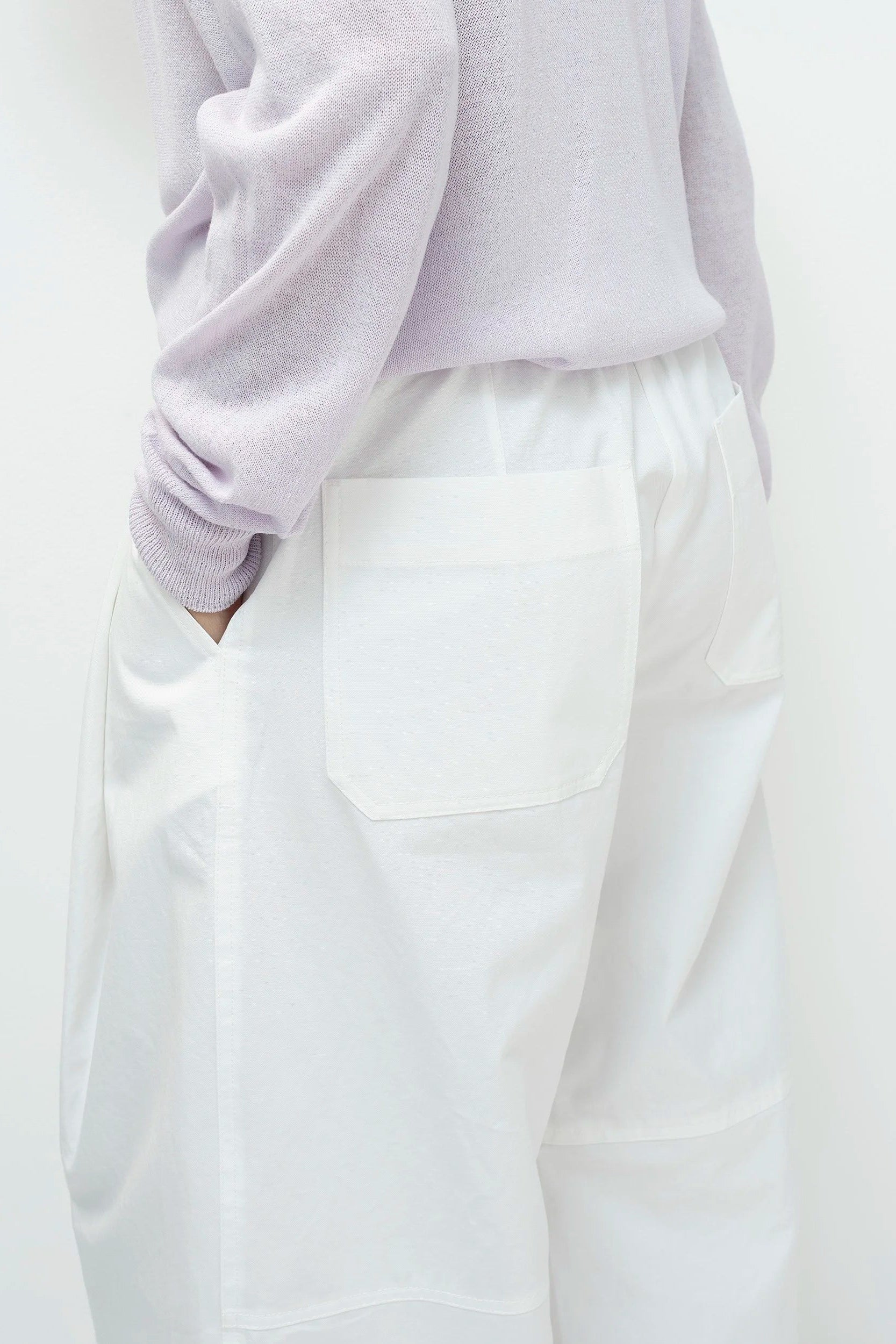 Cotton Barrel Leg Pants, White - Image 5