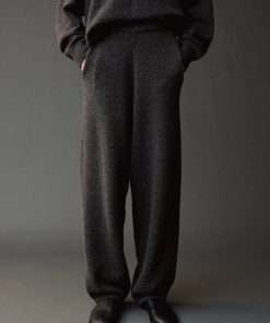 Barrel Leg Knit Pants, Charcoal