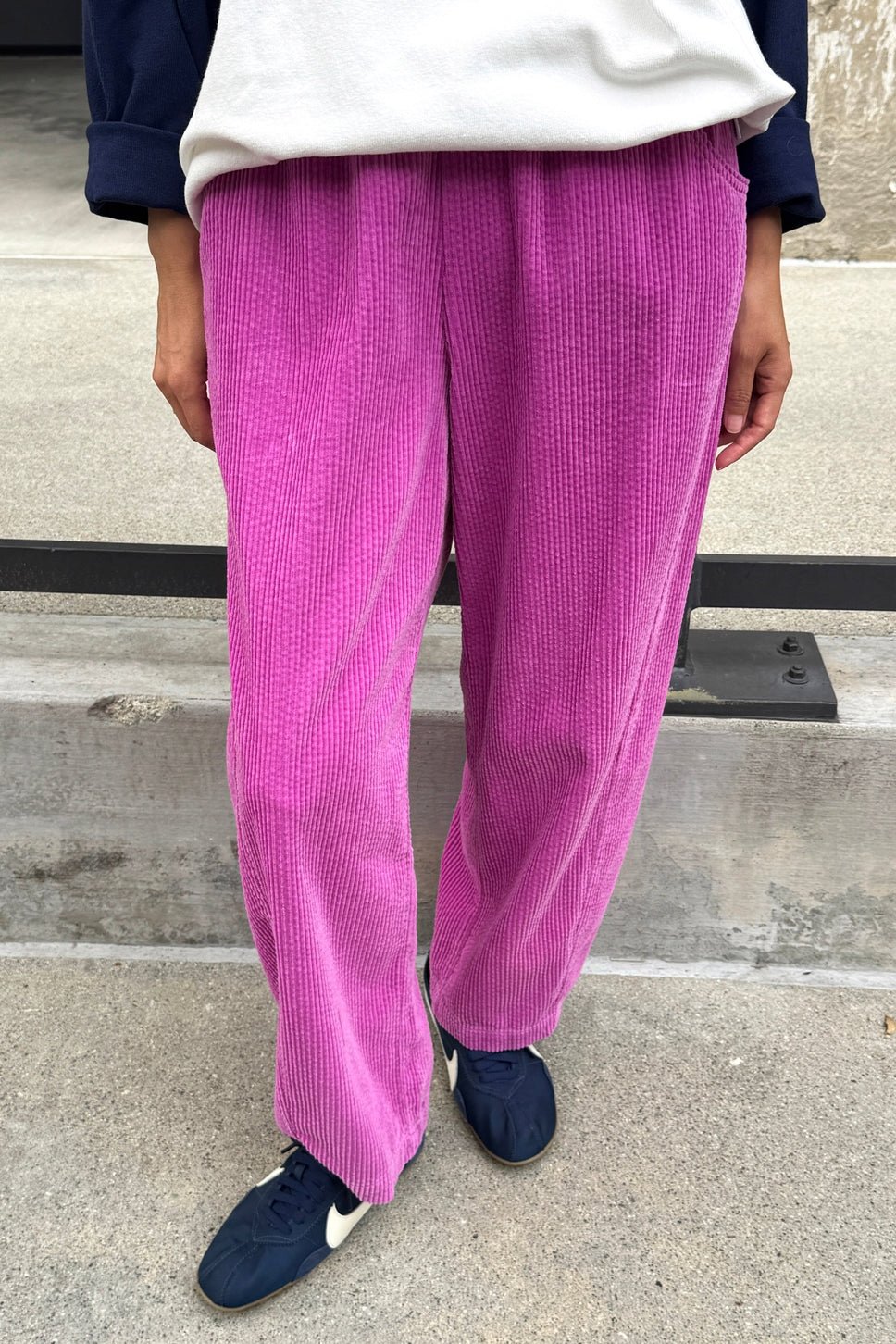 Soft Corduroy Arc Pants, Lilac Pink - Image 3