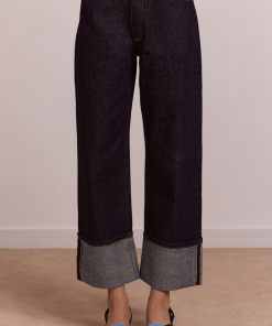 Straight Leg Montana Turn Up Jeans, Indigo Selvedge
