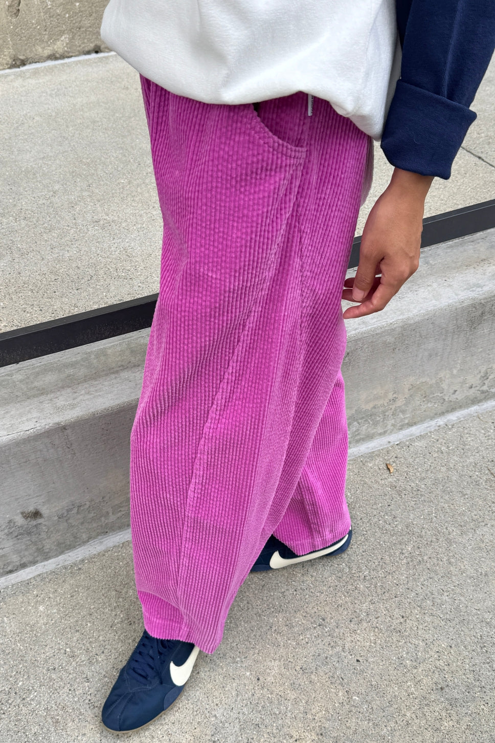 Soft Corduroy Arc Pants, Lilac Pink - Image 2