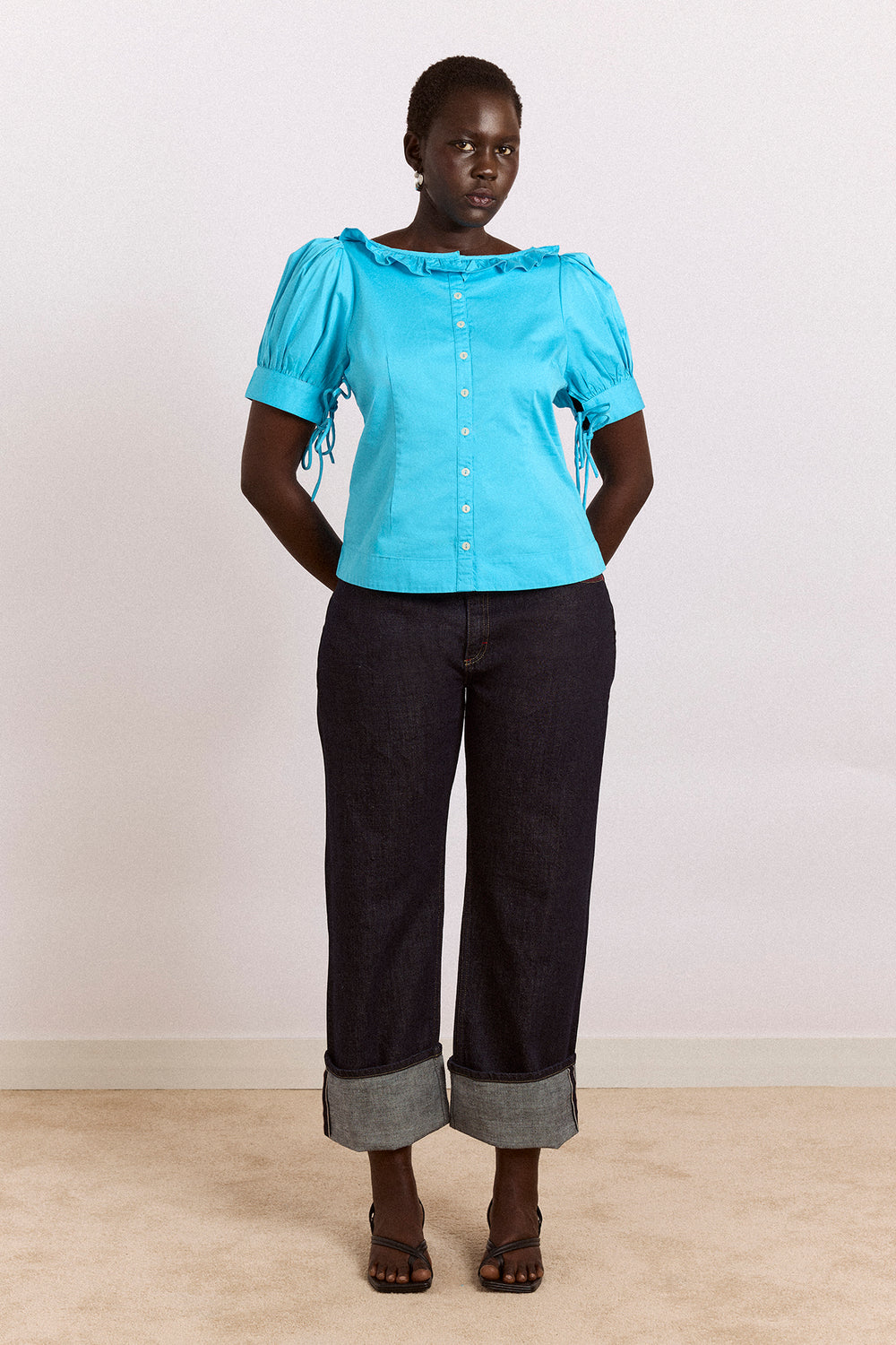 Straight Leg Montana Turn Up Jeans, Indigo Selvedge - Image 4