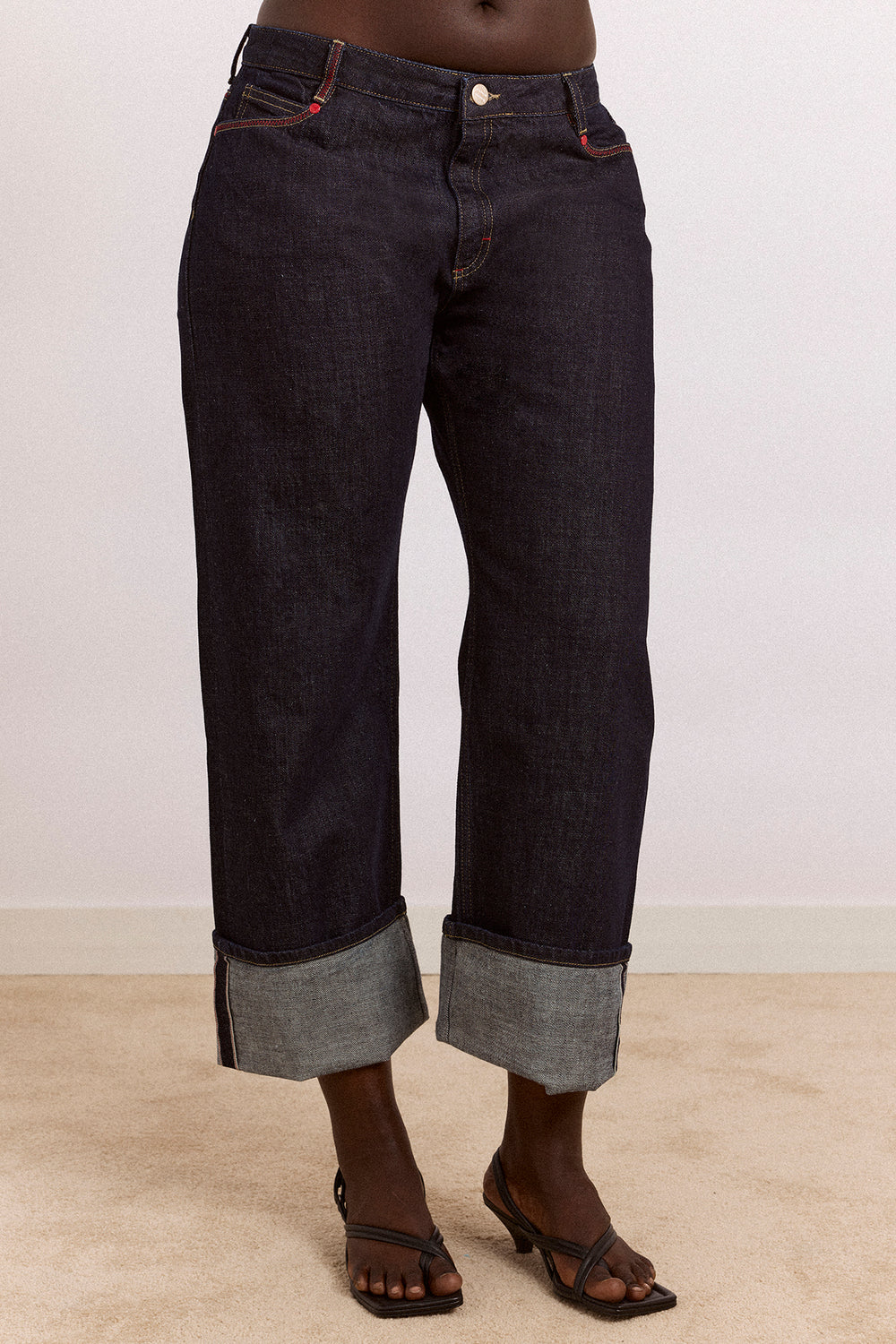Straight Leg Montana Turn Up Jeans, Indigo Selvedge - Image 5