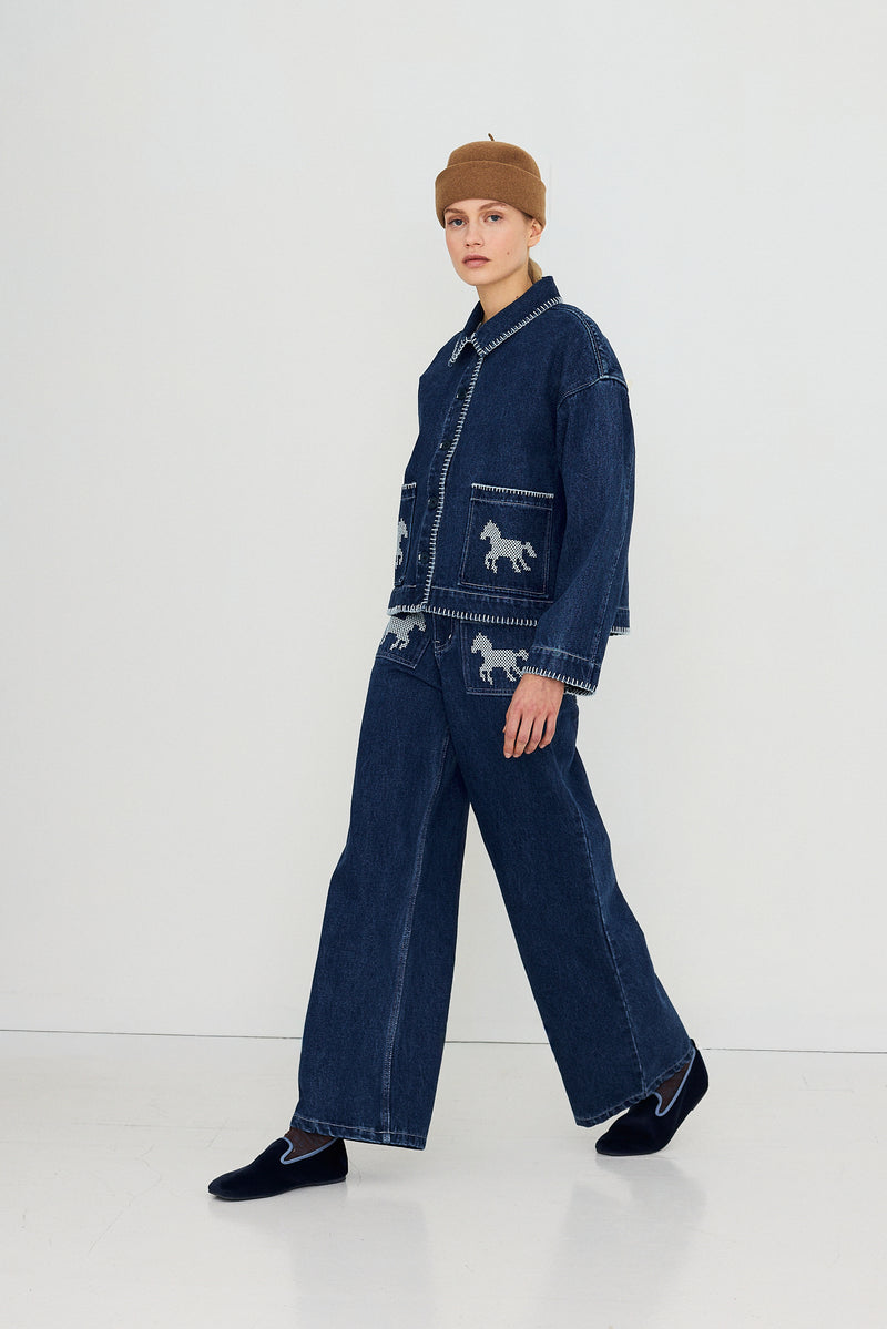 Embroidered Horse Jeans - Image 5