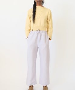 Silk Linen Drawstring Pant, Lilac