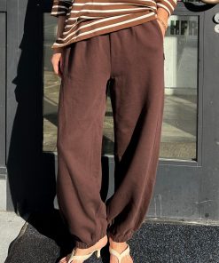 French Terry Balloon Pants, Cocoa Bean
