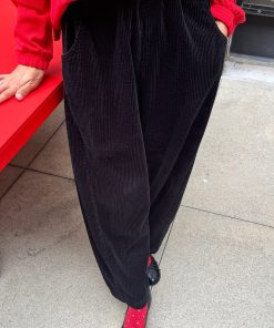 Soft Corduroy Arc Pants, Black