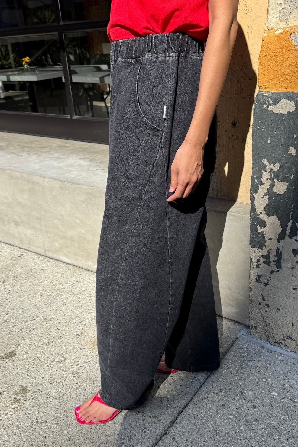 Long Arc Pants, Black Denim - Image 2