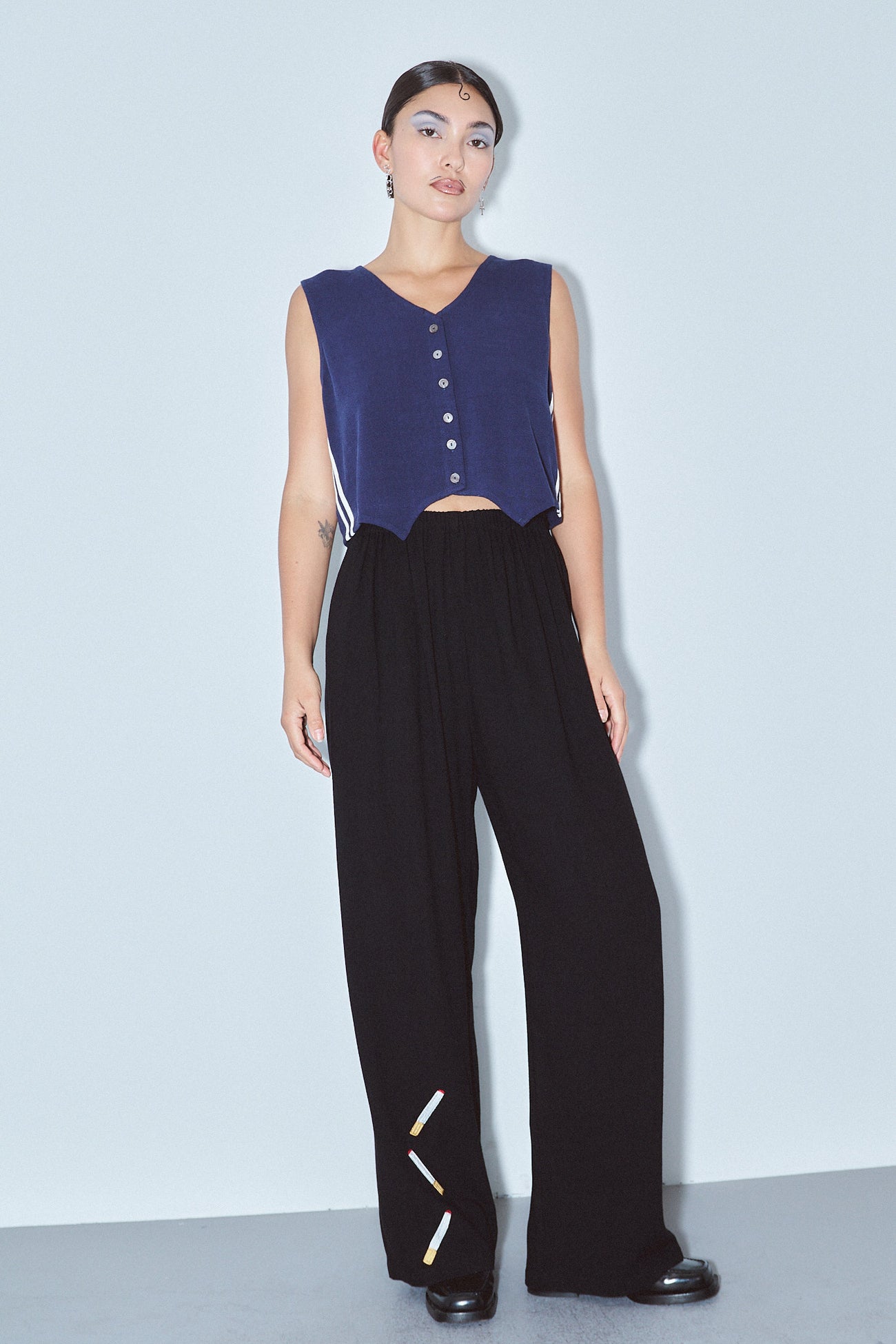 Lazy Pants Soft Linen Cigarettes, Black - Image 2